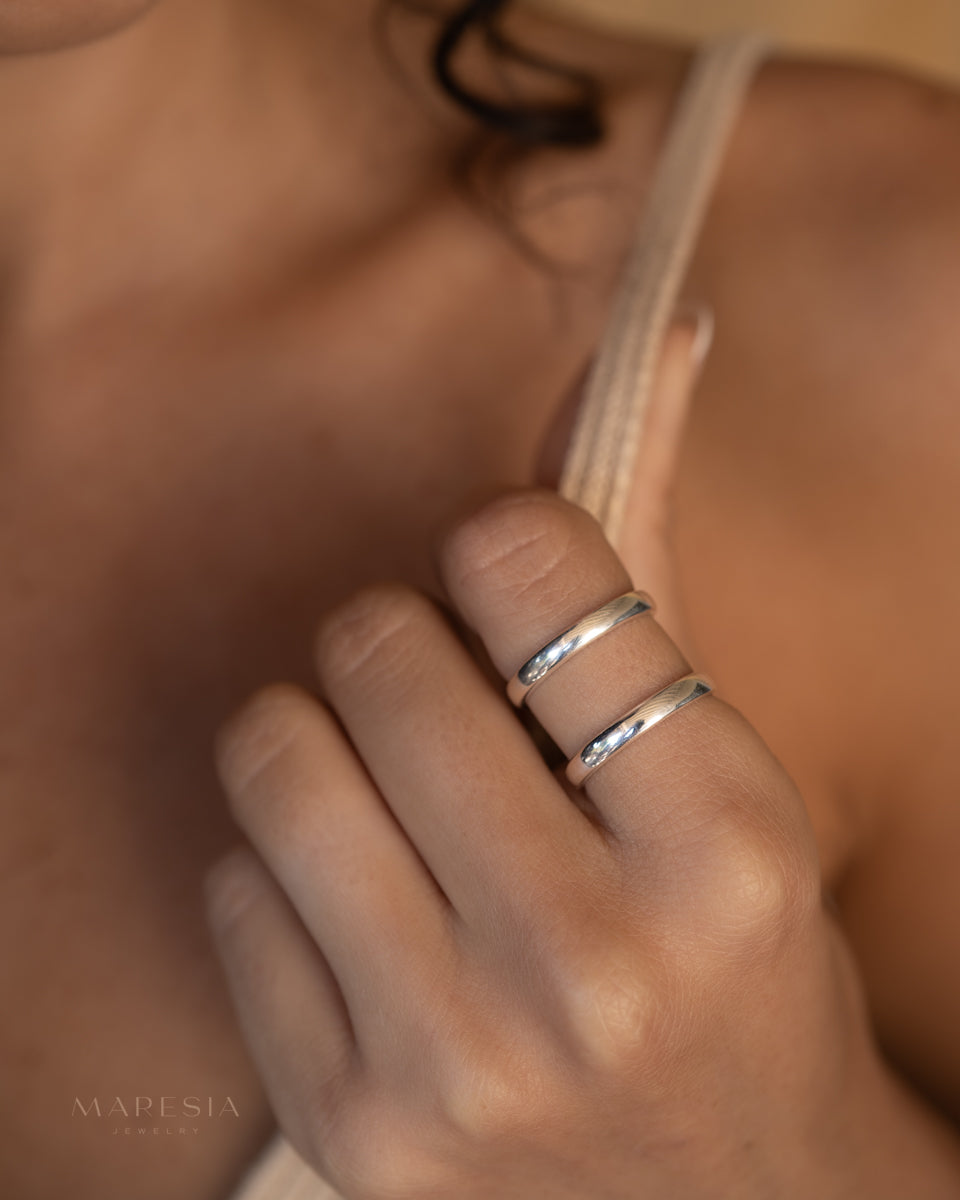 Double Thin Band Ring ~ Sterling Silver 925 ~ MR146 - Maresia Jewelry