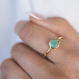 Aqua Chalcedony Gold Ring ~ 18k Gold Plated ~ MR211
