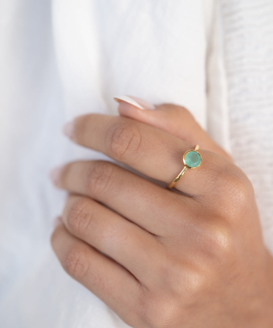 Aqua Chalcedony Gold Ring ~ 18k Gold Plated ~ MR211 - Maresia Jewelry