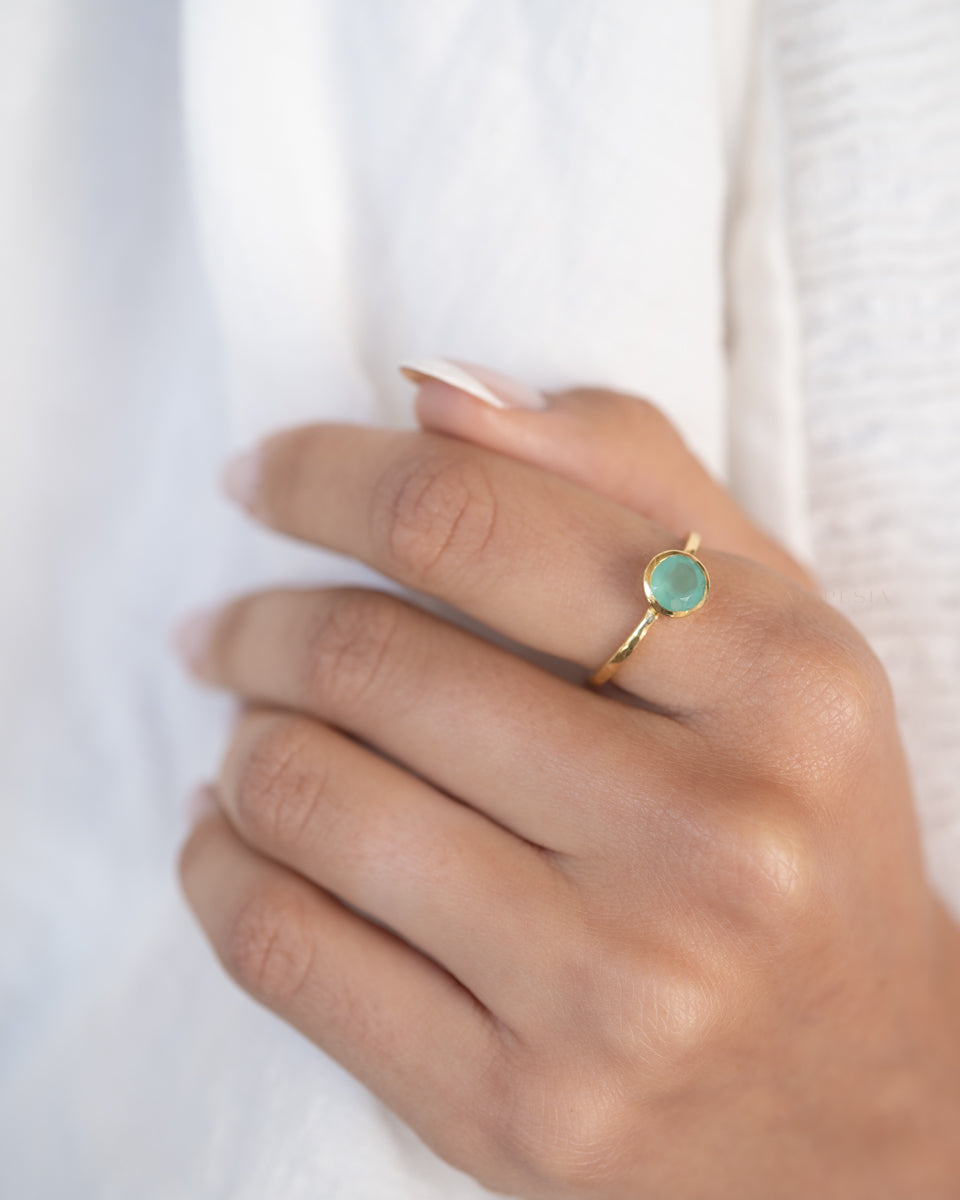 Aqua Chalcedony Gold Ring ~ 18k Gold Plated ~ MR211 - Maresia Jewelry