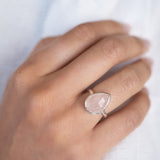 Lia Rose Quartz Tear Drop Ring ~ Sterling Silver 925 ~ MR226