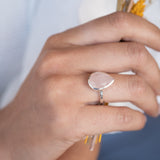 Lia Rose Quartz Tear Drop Ring ~ Sterling Silver 925 ~ MR226