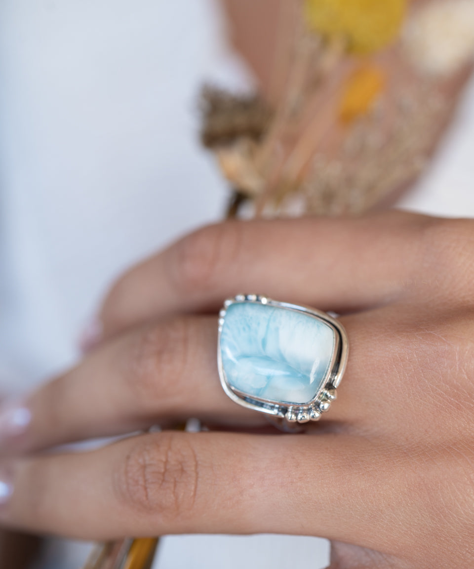 Larimar Ring ~ Sterling Silver 925 ~ MR272 - Maresia Jewelry