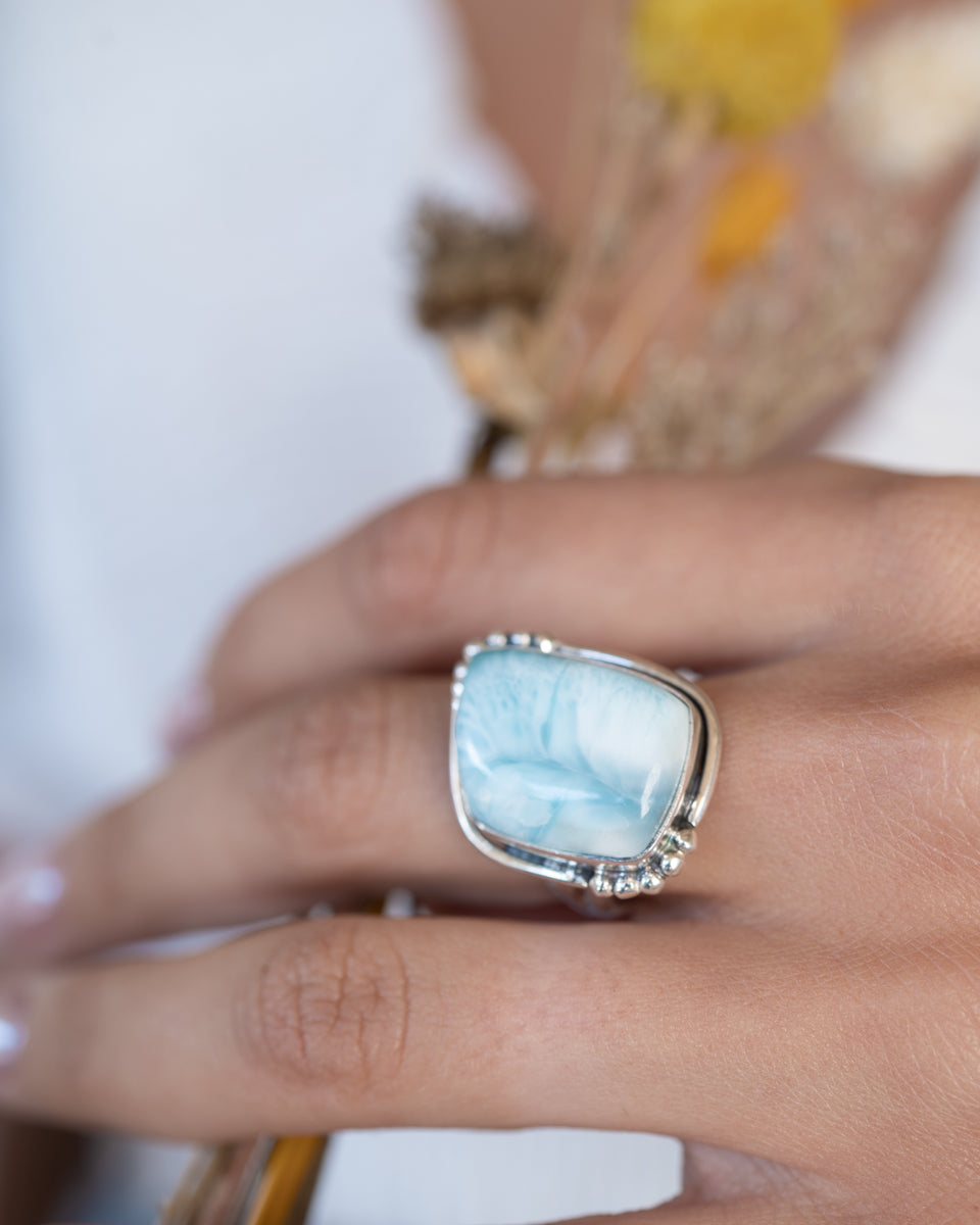 Larimar Ring ~ Sterling Silver 925 ~ MR272 - Maresia Jewelry