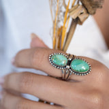 Double Turquoise Ring ~ Sterling Silver 925 ~ MR373