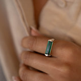 Carine Ring ~ Green Tourmaline Hydro ~ Sterling Silver 925 ~MR231