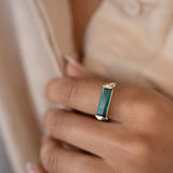 Carine Ring ~ Green Tourmaline Hydro ~ Sterling Silver 925 ~MR231