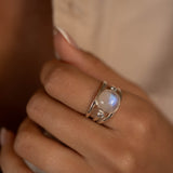 Moonstone & Blue Topaz Ring ~ Sterling Silver 925 ~ MR269