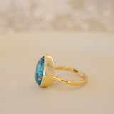 Lia Copper Turquoise Tear Drop Ring ~  18k Gold Plated ~ MR122A