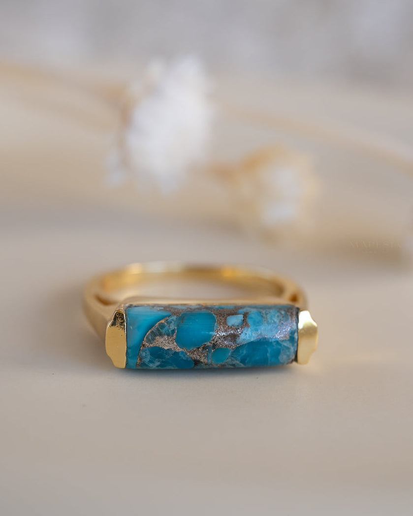 Carine Ring ~ Copper Turquoise ~  18k Gold Plated ~ MR369 - Maresia Jewelry