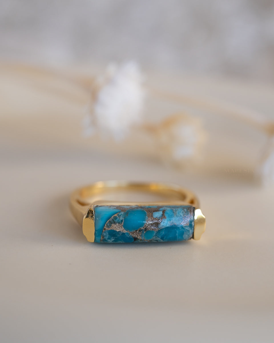 Carine Ring ~ Copper Turquoise ~  18k Gold Plated ~ MR369 - Maresia Jewelry