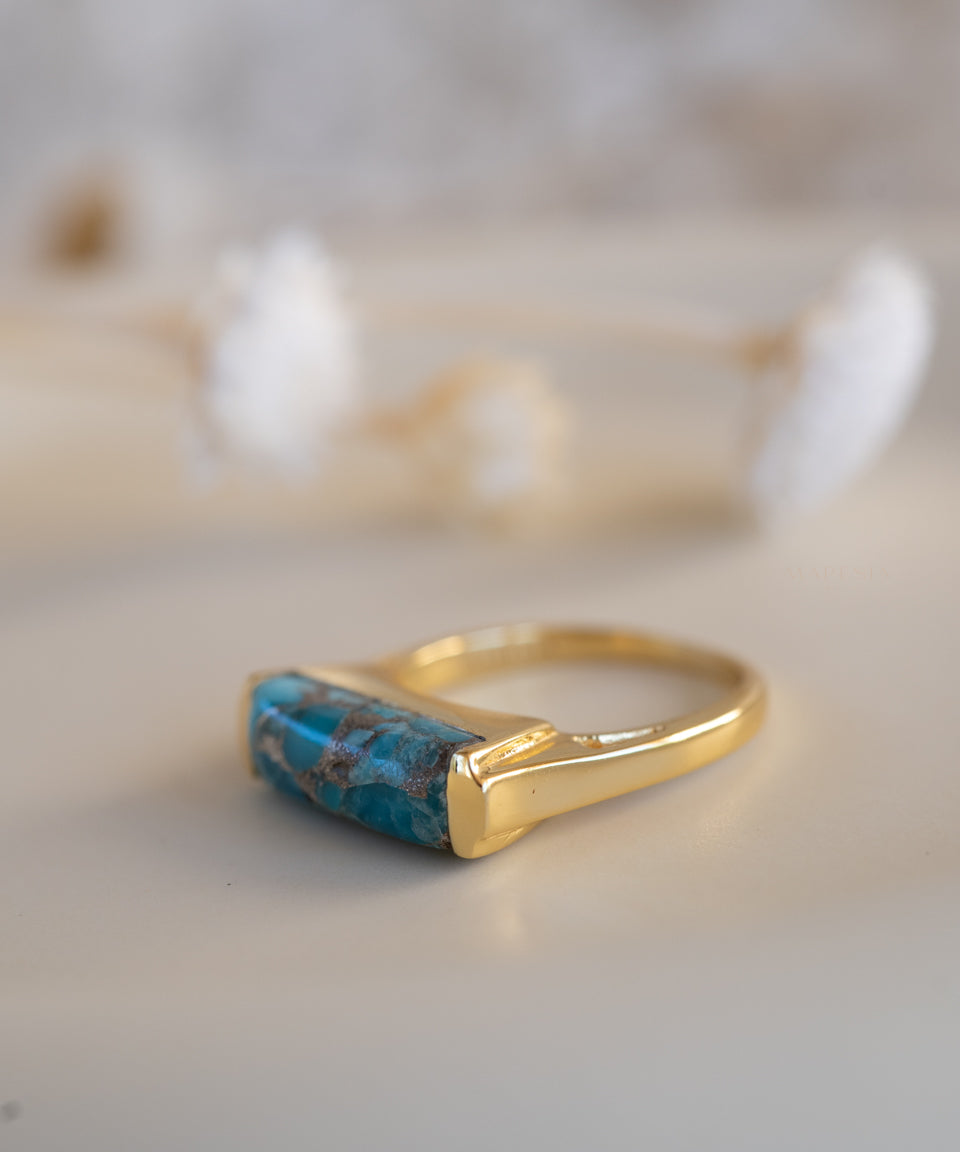 Carine Ring ~ Copper Turquoise ~  18k Gold Plated ~ MR369 - Maresia Jewelry