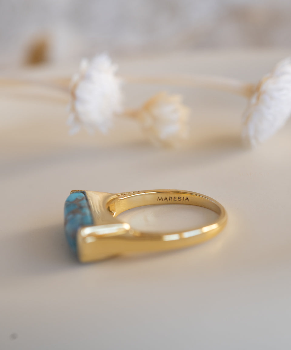 Carine Ring ~ Copper Turquoise ~  18k Gold Plated ~ MR369 - Maresia Jewelry