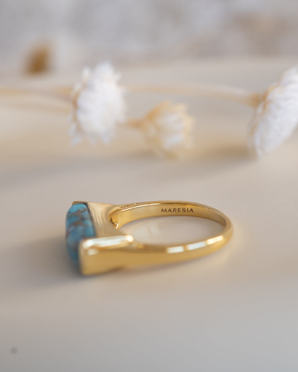 Carine Ring ~ Copper Turquoise ~  18k Gold Plated ~ MR369 - Maresia Jewelry