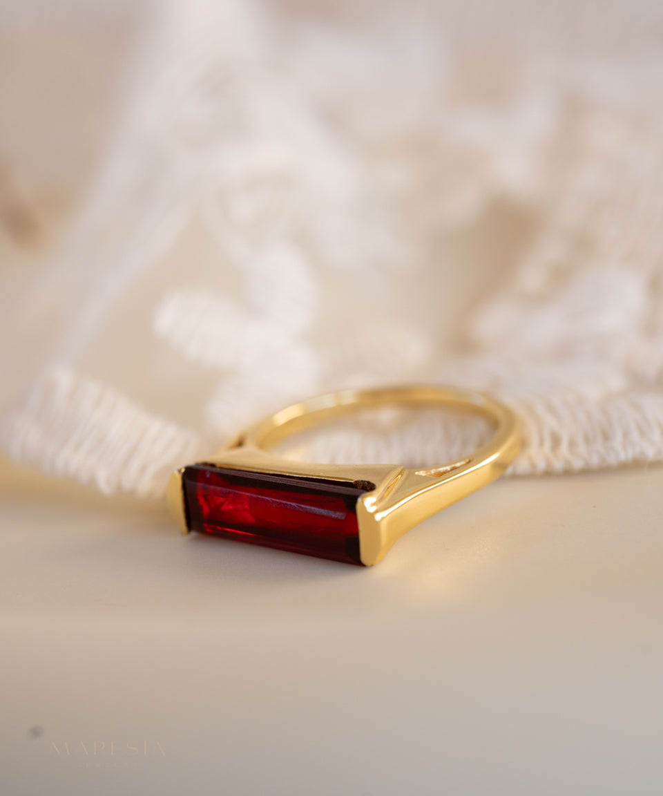 Carine Gold Ring ~ Garnet Hydro ~ 18k Gold Plated ~ MR165 - Maresia Jewelry