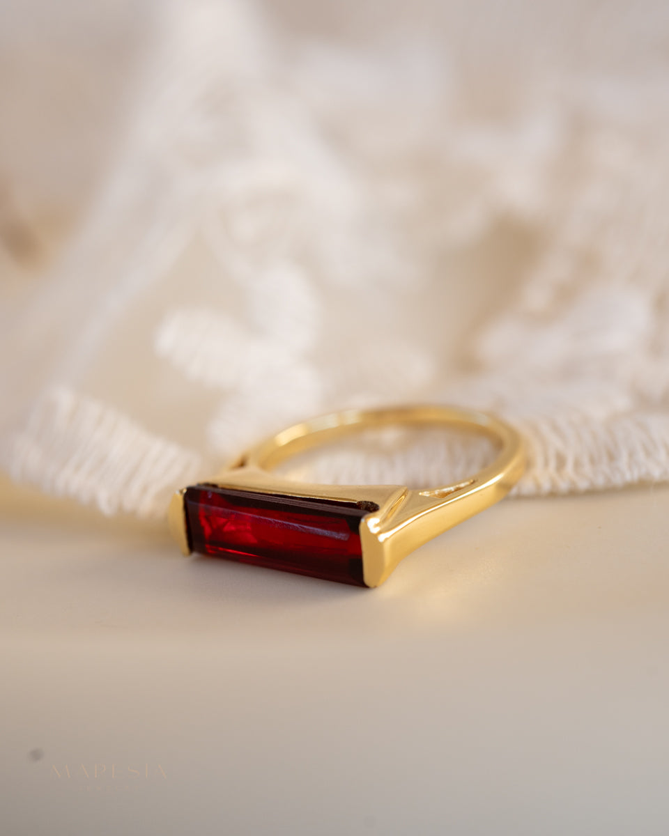 Carine Gold Ring ~ Garnet Hydro ~ 18k Gold Plated ~ MR165 - Maresia Jewelry