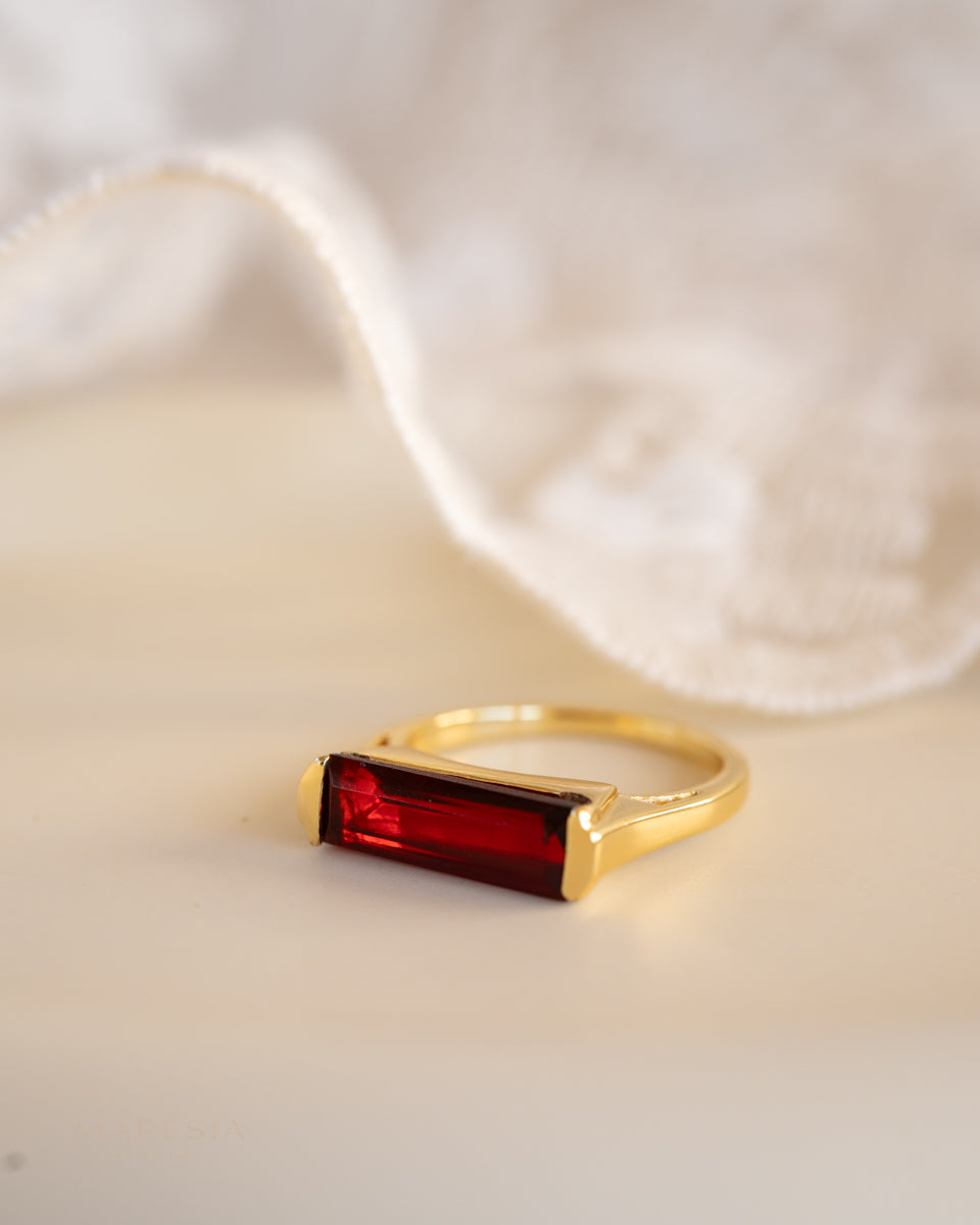Carine Gold Ring ~ Garnet Hydro ~ 18k Gold Plated ~ MR165 - Maresia Jewelry