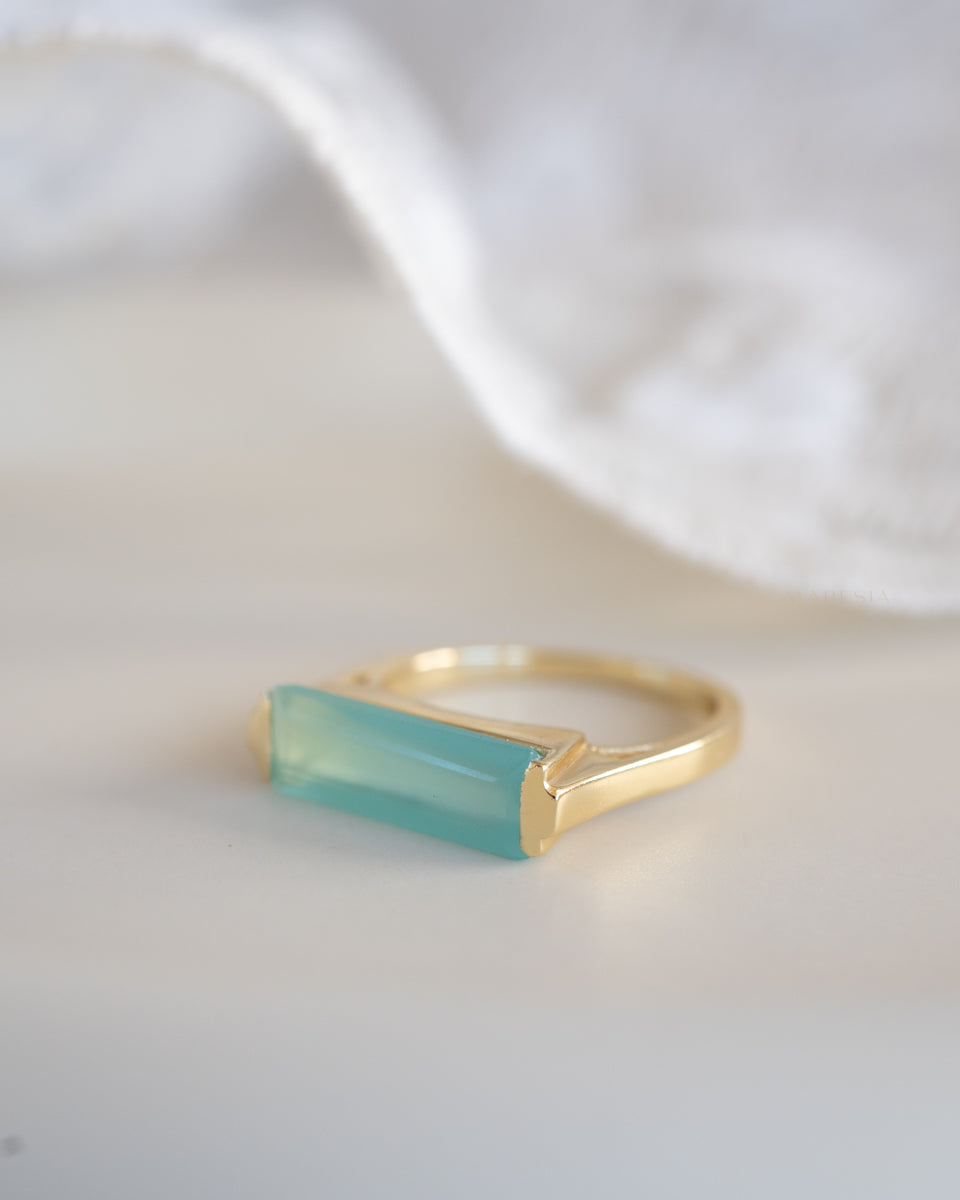 Carine Gold Ring ~ Aqua Chalcedony ~18k Gold Plated ~ MR162 - Maresia Jewelry