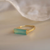 Carine Gold Ring ~ Aqua Chalcedony ~18k Gold Plated ~ MR162