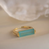 Carine Gold Ring ~ Aqua Chalcedony ~18k Gold Plated ~ MR162