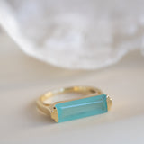 Carine Gold Ring ~ Aqua Chalcedony ~18k Gold Plated ~ MR162 - Maresia Jewelry