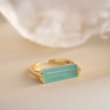 Carine Gold Ring ~ Aqua Chalcedony ~18k Gold Plated ~ MR162 - Maresia Jewelry