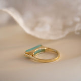 Carine Gold Ring ~ Aqua Chalcedony ~18k Gold Plated ~ MR162