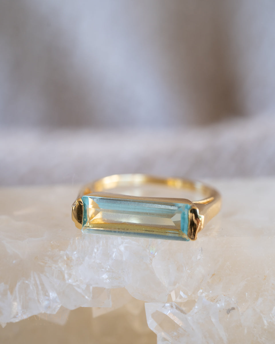 Carine Gold Ring ~ Blue Topaz Hydro ~18k Gold Plated ~ MR166 - Maresia Jewelry