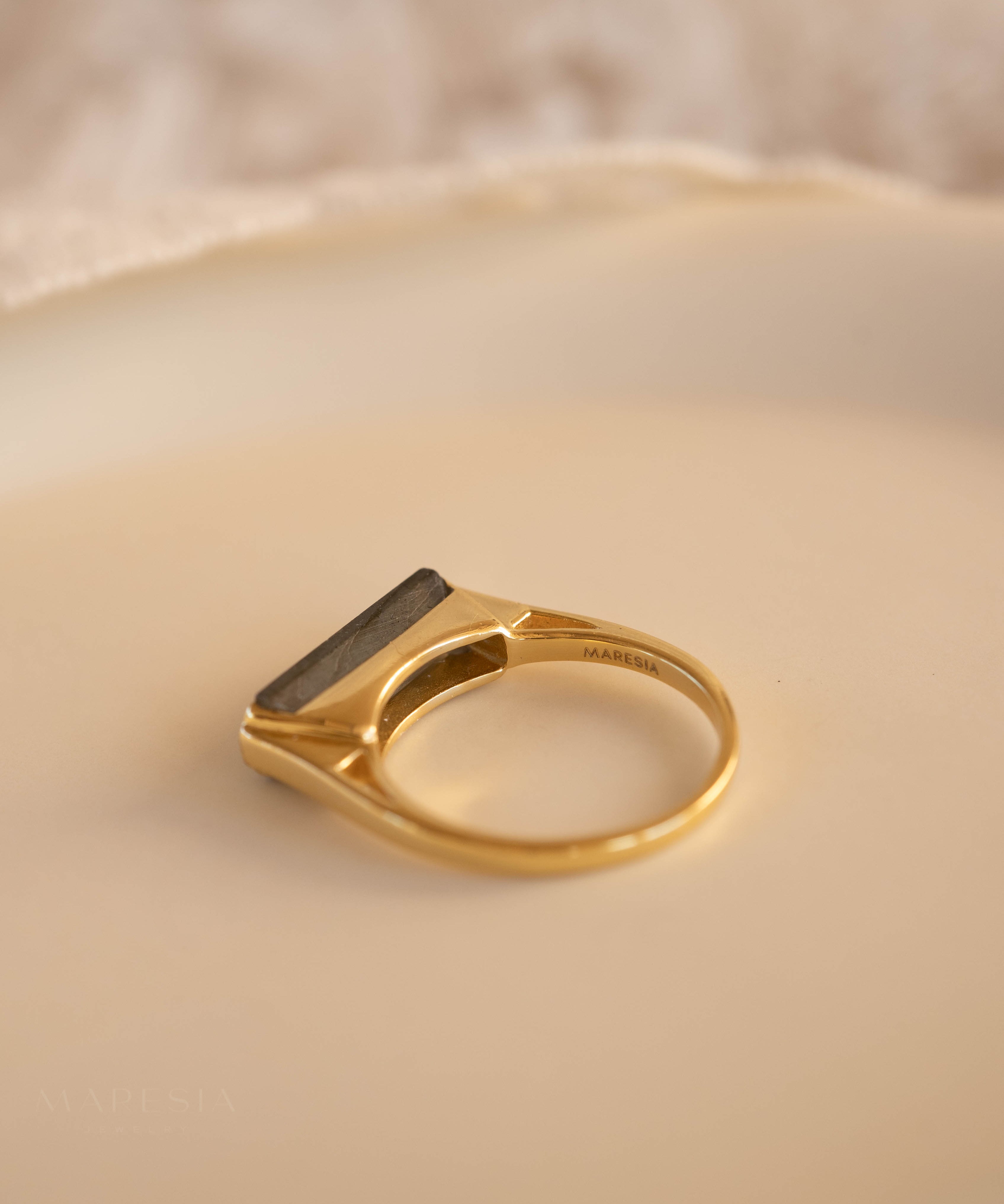 Carine Gold Ring ~ Rainbow Labradorite ~ 18k Gold Plated ~ MR161 - Maresia Jewelry