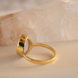 Lia Rainbow Moonstone Tear Drop Ring  ~ 18k Gold Plated ~  MR147