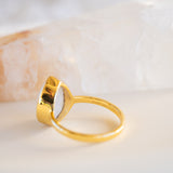 Lia Rainbow Moonstone Tear Drop Ring  ~ 18k Gold Plated ~  MR147