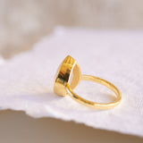 Lia Rose Quartz Tear Drop Ring ~ 18k Gold Plated ~ MR148