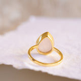 Lia Rose Quartz Tear Drop Ring ~ 18k Gold Plated ~ MR148