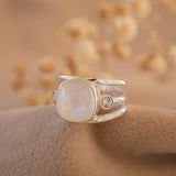 Moonstone & Blue Topaz Ring ~ Sterling Silver 925 ~ MR269