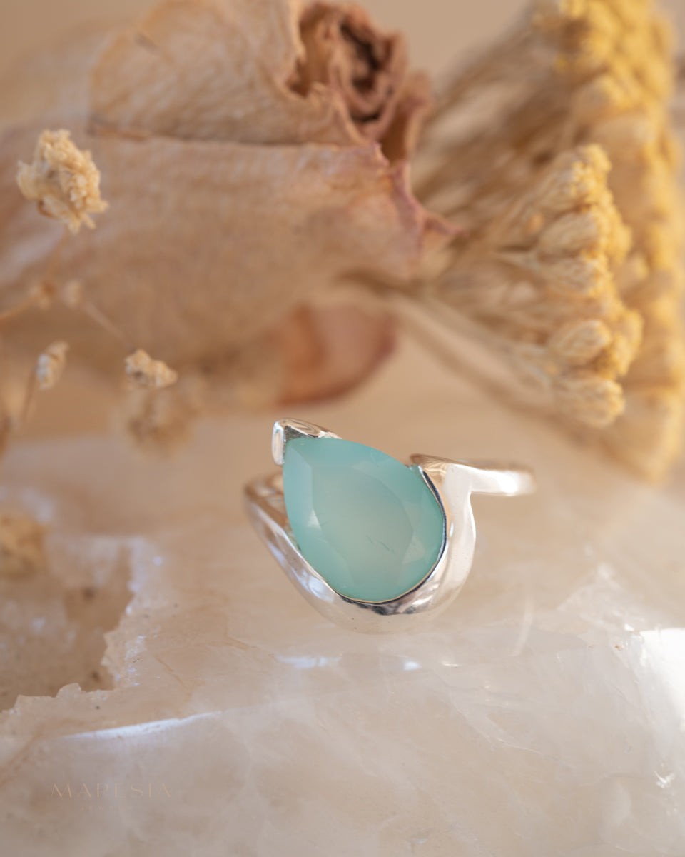Aqua Chalcedony Ring ~ Sterling Silver 925 ~MR270 - Maresia Jewelry