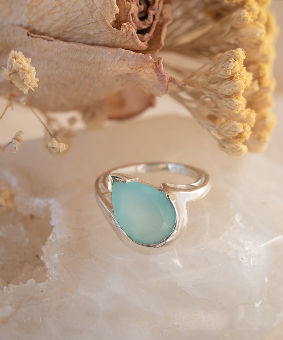 Aqua Chalcedony Ring ~ Sterling Silver 925 ~MR270 - Maresia Jewelry