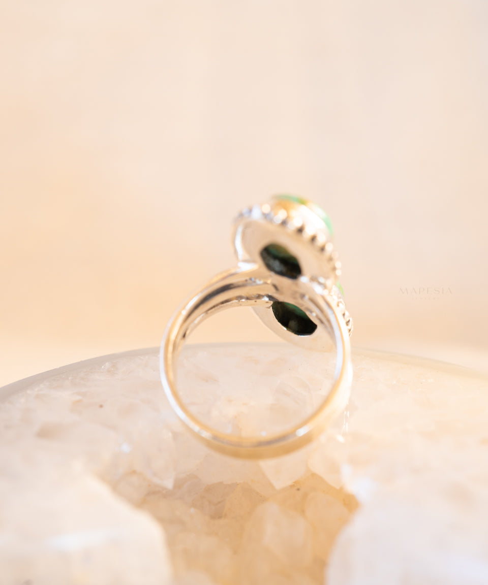 Double Turquoise Ring ~ Sterling Silver 925 ~ MR373 - Maresia Jewelry