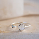 Dainty Moonstone & Blue Topaz Ring~ Sterling Silver 925 ~ MR267