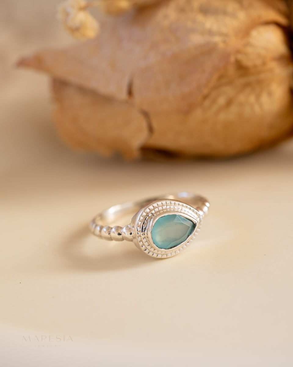 Tulum Aqua Chalcedony Ring ~ Sterling Silver 925 ~ MR253 - Maresia Jewelry