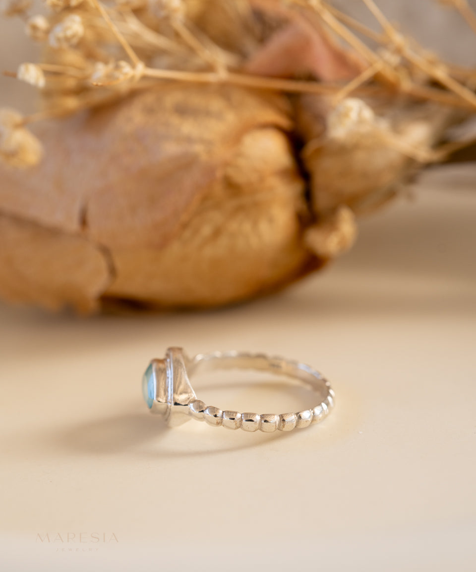 Tulum Aqua Chalcedony Ring ~ Sterling Silver 925 ~ MR253 - Maresia Jewelry