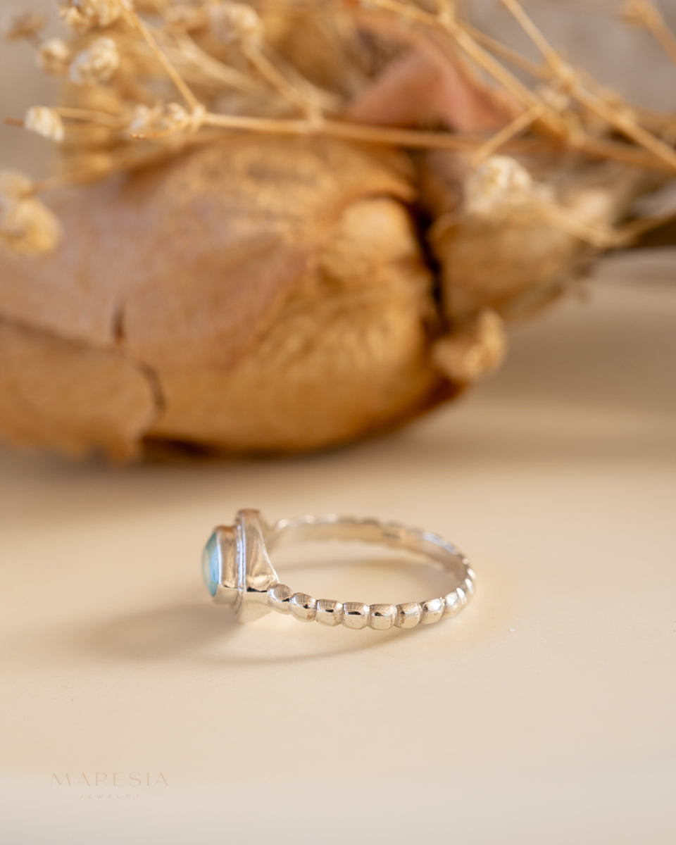 Tulum Aqua Chalcedony Ring ~ Sterling Silver 925 ~ MR253 - Maresia Jewelry