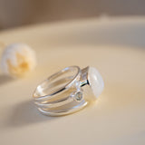 Moonstone & Blue Topaz Ring ~ Sterling Silver 925 ~ MR269