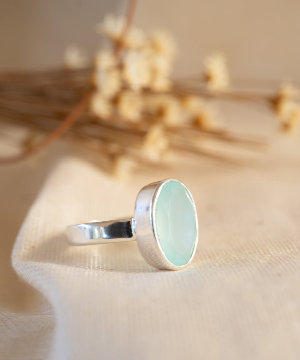 Aqua Chalcedony Ring ~ Sterling Silver 925 ~ MR176 - Maresia Jewelry