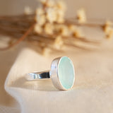 Aqua Chalcedony Ring ~ Sterling Silver 925 ~ MR176