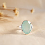 Aqua Chalcedony Ring ~ Sterling Silver 925 ~ MR176