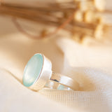 Aqua Chalcedony Ring ~ Sterling Silver 925 ~ MR176