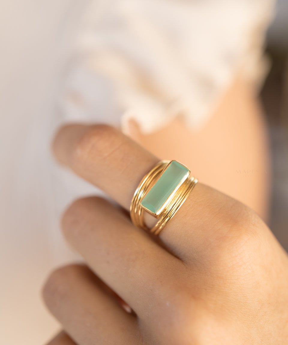 Jani Ring ~ Aqua Chalcedony ~ 18k Gold Plated ~ MR302 - Maresia Jewelry