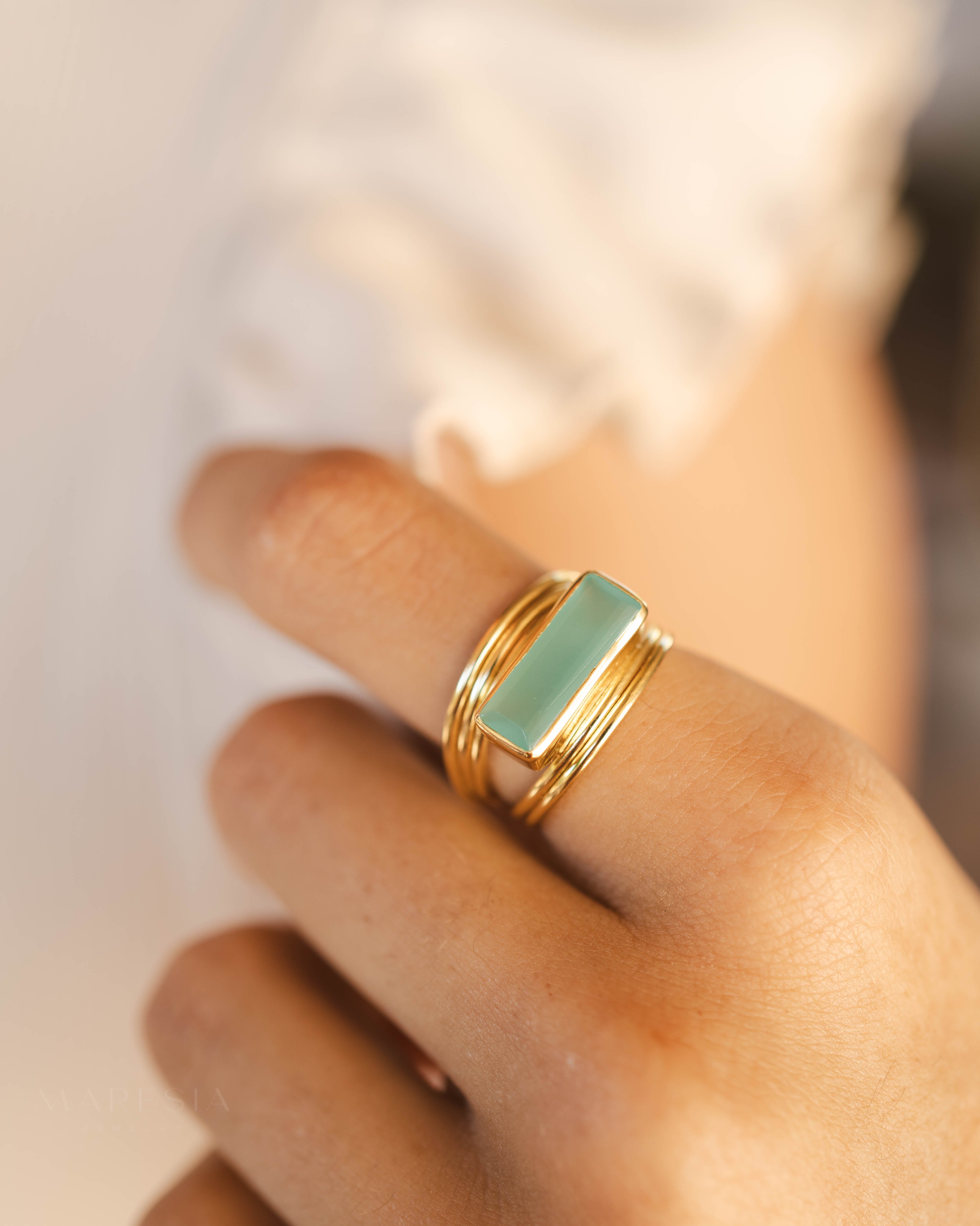 Jani Rind Jani Ring ~ Aqua Chalcedony ~ 18k Gold Plated ~ MR302 – Maresia