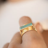 Jani Ring ~ Aqua Chalcedony ~ 18k Gold Plated ~ MR302