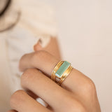 Jani Ring ~ Aqua Chalcedony ~ 18k Gold Plated ~ MR302